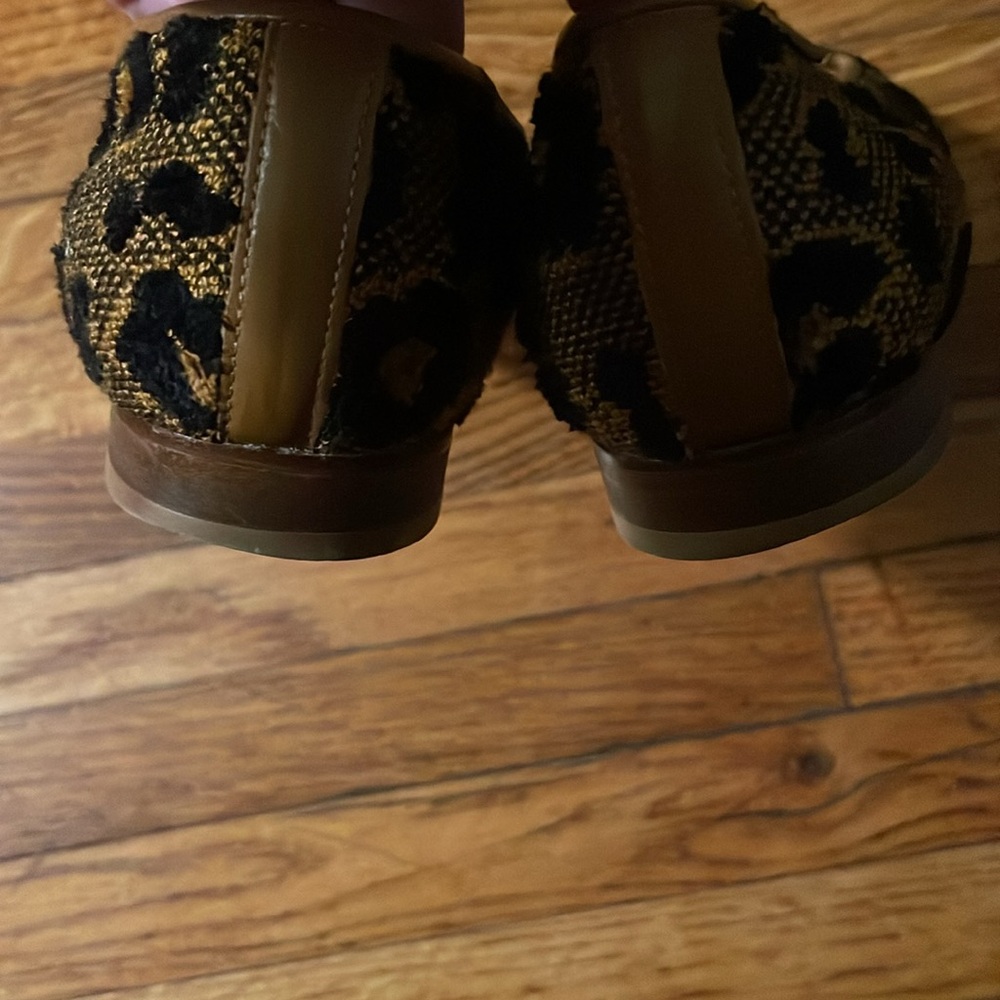 Zalo Animal Print Cloth Shoes Flats Black and Gold Women's Size 7N - Picture 6 of 8